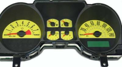 US Speedo Yellow Exotic Color Gauge Face - Displays 140 MPH - 6 Gauges - MUS 086 YE
