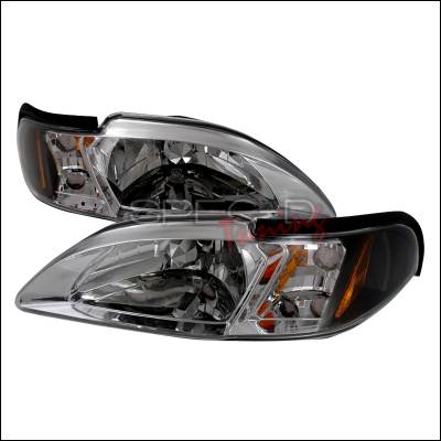 Ford Mustang Spec-D Crystal Housing Headlights - Black - 2LCLH-MST94JM-TM