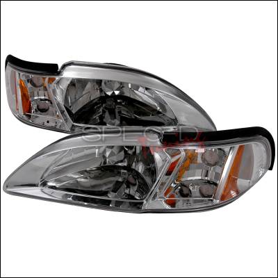 Ford Mustang Spec-D Crystal Housing Headlights - Chrome - 2LCLH-MST94-TM