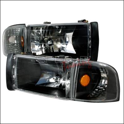 Dodge Ram Spec-D Crystal Housing Headlights - Black - 2LCLH-RAM94JM-KS