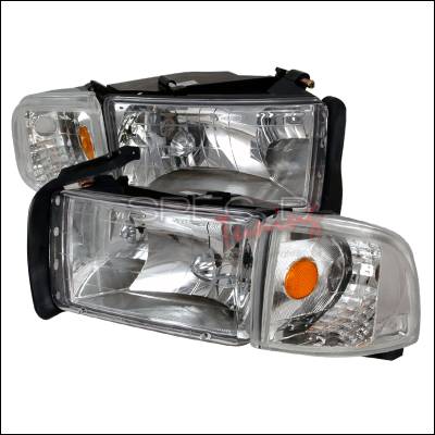 Dodge Ram Spec-D Crystal Housing Headlights - Chrome - 2LCLH-RAM94-KS