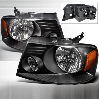 Ford F150 Spec-D Crystal Housing Headlights - Black - 2LH-F15004JM-RS