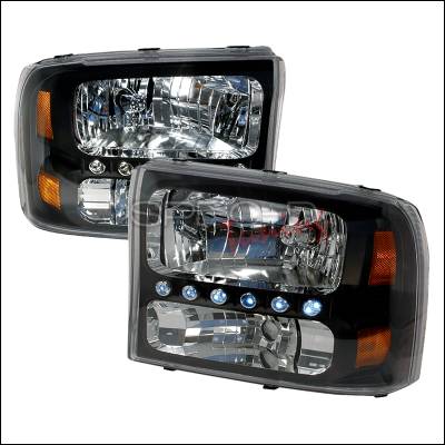 Ford F250 Spec-D Crystal Housing Headlights - Black - 2LH-F25099JM-KS