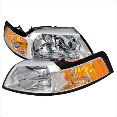Ford Mustang Spec-D Crystal Housing Headlights - Chrome - 2LH-MST99-DP