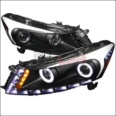 Honda Accord Spec-D Halo LED Projector Headlights - Black Housing - 2LHP-ACD084JM-RS