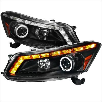 Honda Accord Spec-D Projector Headlights - Black Housing - 2LHP-ACD084JM-TM