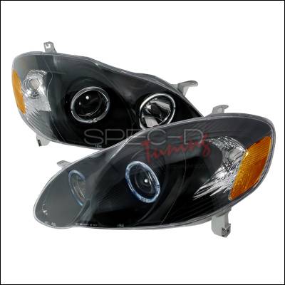 Toyota Corolla Spec-D Halo Projector Headlights - Black - 2LHP-COR03JM-KS
