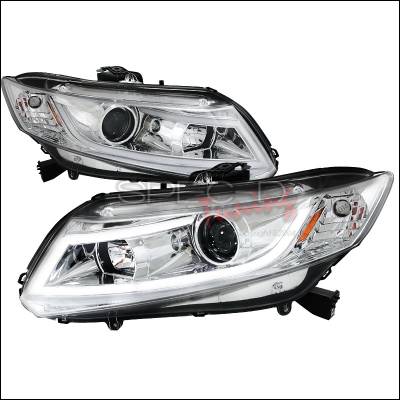 Honda Civic Spec-D R8 Style LED Projector Headlight - Chrome - 2LHP-CV12-8V2-TM