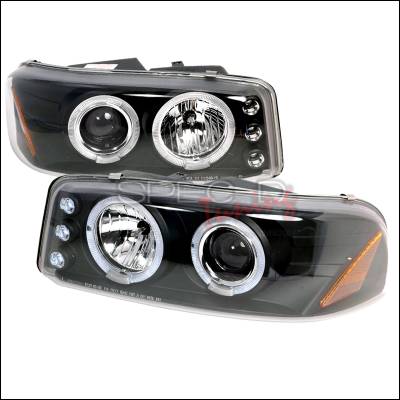 GMC Denali Spec-D Halo LED Projector Headlights - Black - 2LHP-DEN00JM-TM