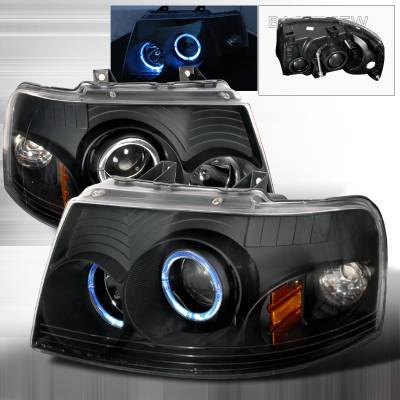 Ford Expedition Spec-D Halo Projector Headlights - Black - 2LHP-EPED03JM-KS