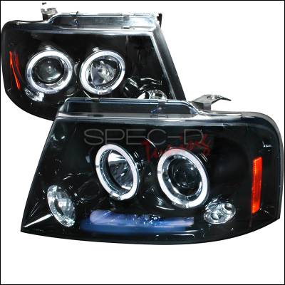 Ford F150 Spec-D Halo Projector Headlight Gloss - Black Housing - Smoke Lens - 2LHP-F15004G-TM