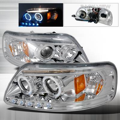 Ford Expedition Spec-D Halo LED Projector Headlights - Chrome - 2LHP-F15097-TM