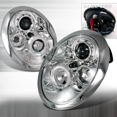 Mini Cooper Spec-D Halo LED Projector Headlights - Chrome - 2LHP-MINI01-TM