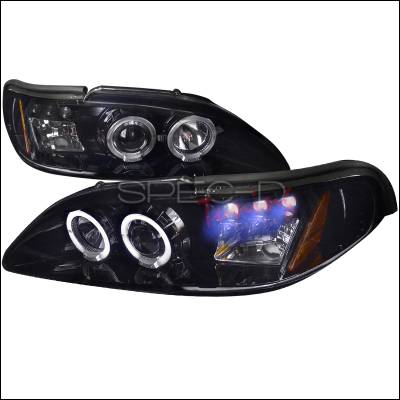 Ford Mustang Spec-D Black Housing Projector Headlights - Smoked Lens Gloss - 2LHP-MST94G-TM