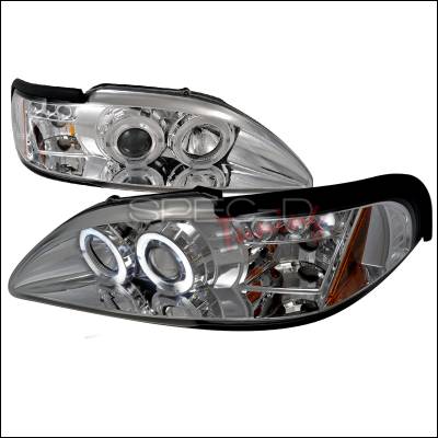 Ford Mustang Spec-D Halo LED Projector Headlights - Chrome - 2LHP-MST94-TM