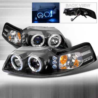 Ford Mustang Spec-D Halo LED Projector Headlights - Black - 2LHP-MST99JM-TM