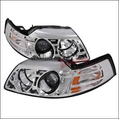 Ford Mustang Spec-D Halo Projector Headlights - Chrome - 2LHP-MST99-KS