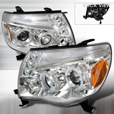 Toyota Tacoma Spec-D Halo LED Projector Headlights - Chrome - 2LHP-TAC06-TM
