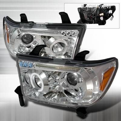 Toyota Tundra Spec-D Halo LED Projector Headlights - Chrome - 2LHP-TUN07-TM