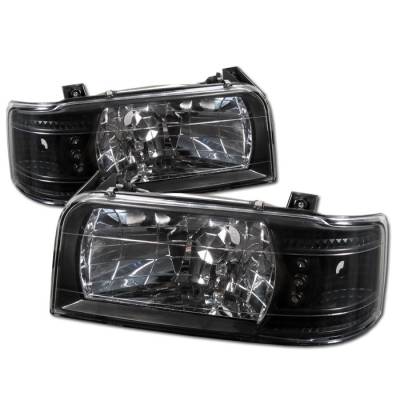 Ford Bronco Spyder Crystal Headlights - Black - 333-FB92-1PC-BK
