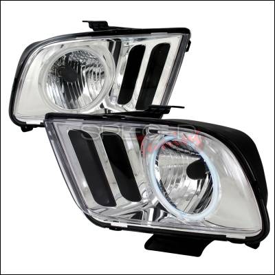 Ford Mustang Spec-D Crystal Housing Headlights - Chrome - 3LH-MST05-KS