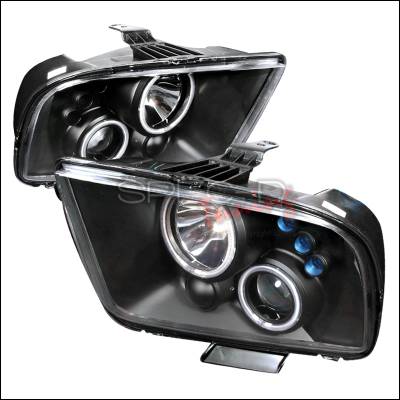 Ford Mustang Spec-D CCFL Halo Projector Headlights - Black - 3LHP-MST05JM-KS