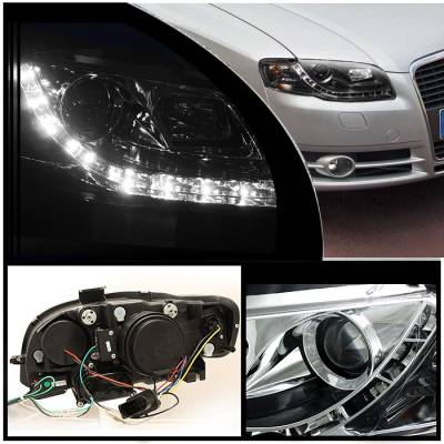 Spyder - Audi A4 Spyder Projector Headlights DRL - Black - 444-AA405-DRL-BK - Image 2