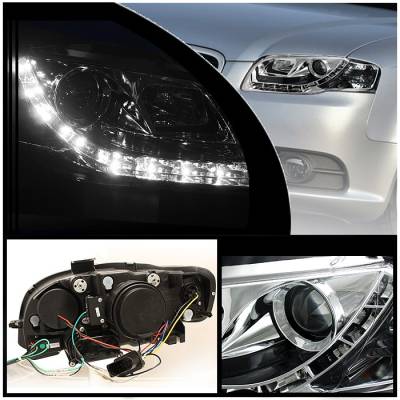 Spyder - Audi A4 Spyder Projector Headlights DRL - Chrome - 444-AA405-DRL-C - Image 2