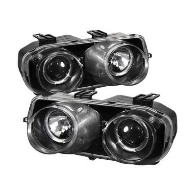 Acura Integra Spyder Projector Headlights - LED Halo - Black - 444-AI94-HL-BK