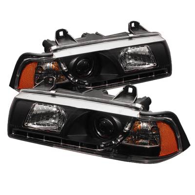 Spyder - BMW 3 Series 2DR Spyder Projector Headlights - NOT FIT TI MODEL - DRL - Black - 444-BMWE36-2D-DRL-BK - Image 2