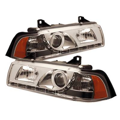 Spyder - BMW 3 Series 2DR Spyder Projector Headlights - NOT FIT TI MODEL - DRL - Chrome - 444-BMWE36-2D-DRL-C - Image 2
