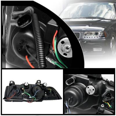 Spyder. - BMW 3 Series 4DR Spyder Projector Headlights - DRL - Chrome - 444-BMWE36-4D-DRL-C - Image 2