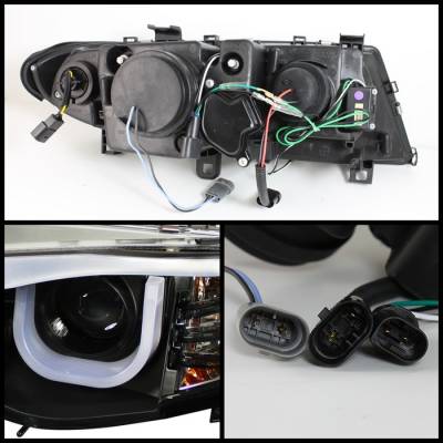 Spyder - BMW 3 Series 4DR Spyder Projector Headlights - 3D Halo - Black - 444-BMWE4602-4D-3DDRL-BK - Image 2