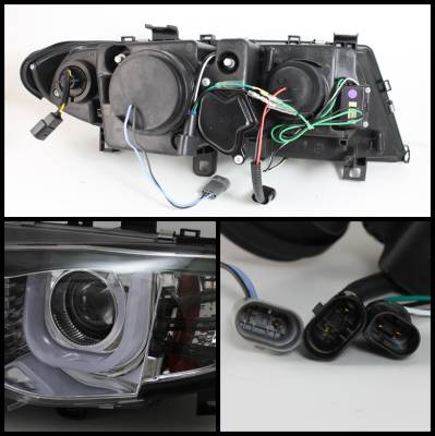 Spyder - BMW 3 Series 4DR Spyder Projector Headlights - 3D Halo - Chrome - 444-BMWE4602-4D-3DDRL-C - Image 2
