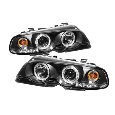 BMW 3 Series 2DR Spyder Projector Headlights - LED Halo - LED - Black - 1PC - 444-BMWE46-2D-HL-BK