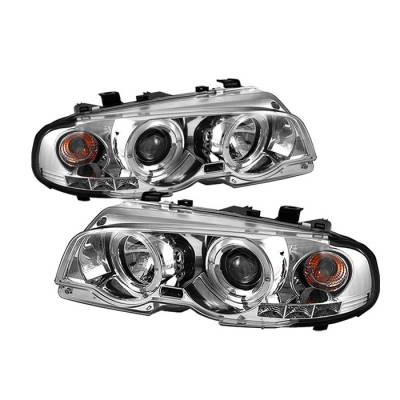 BMW 3 Series 2DR Spyder Projector Headlights - LED Halo - LED - Chrome - 1PC - 444-BMWE46-2D-HL-C