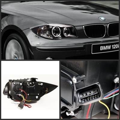 Spyder - BMW 1 Series Spyder Projector Headlights - LED Halo - Black - 444-BMWE87-HL-BK - Image 2