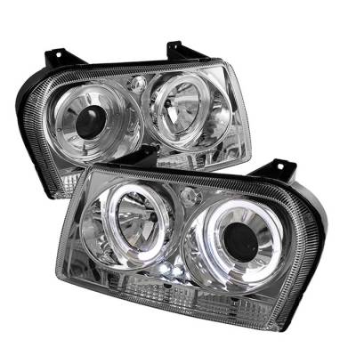 Chrysler 300 Spyder Projector Headlights - LED Halo - LED - Chrome - 444-C309-HL-C