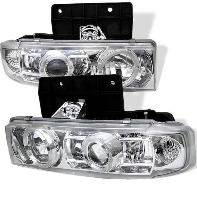 GMC Safari Spyder Projector Headlights - LED Halo - Chrome - 444-CA95-HL-C