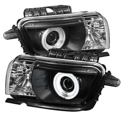 Chevrolet Camaro Spyder Projector Headlights Dual Halo - CCFL Halo - Black - 444-CCAM2010-CCFL-BK