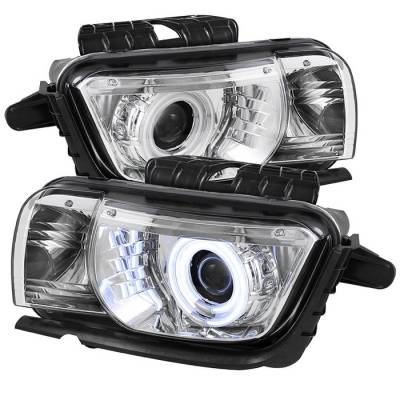 Chevrolet Camaro Spyder Projector Headlights Dual Halo - CCFL Halo - Chrome - 444-CCAM2010-CCFL-C