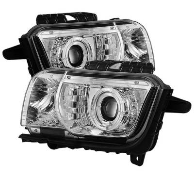 Chevrolet Camaro Spyder Projector Headlights Dual Halo - LED Halo - Chrome - 444-CCAM2010-HL-C