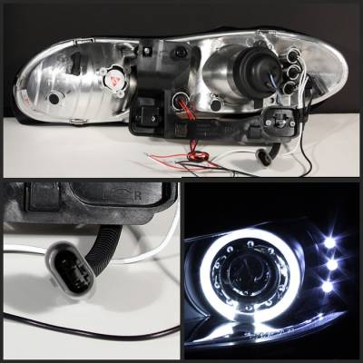 Spyder - Chevrolet Camaro Spyder Projector Headlights - LED Halo - LED - Black - 444-CCAM98-HL-BK - Image 2