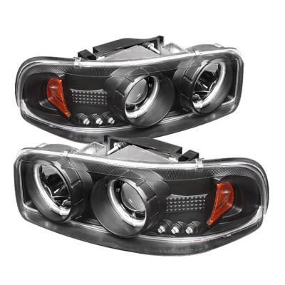 GMC Yukon Spyder Projector Headlights - CCFL Halo - LED - Black - 444-CDE00-CCFL-BK