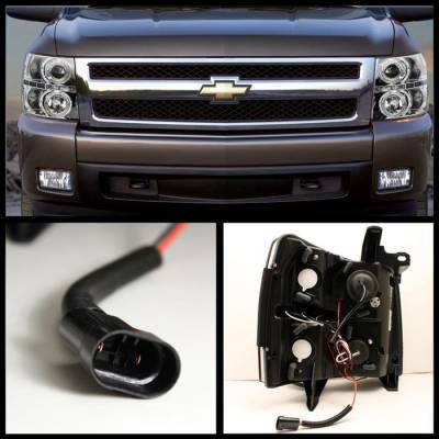 Spyder - Chevrolet Silverado Spyder Projector Headlights - LED Halo - LED - Chrome - 444-CS07-HL-C - Image 2