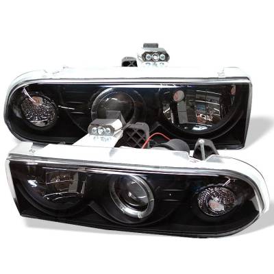 Chevrolet S10 Spyder Projector Headlights - LED Halo - Black - 444-CS1098-BK