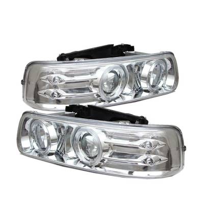 Chevrolet Suburban Spyder Projector Headlights - LED Halo - LED - Chrome - 444-CS99-HL-C