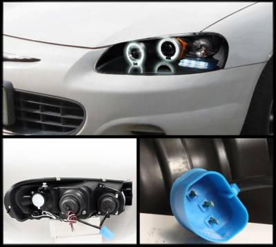 Spyder - Dodge Stratus 4DR Spyder Projector Headlights - LED Halo - LED - Black - 444-CSEB01-HL-BK - Image 2