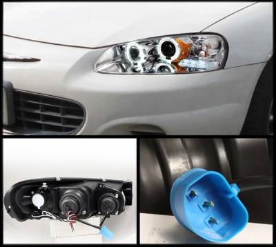 Spyder - Chrysler Sebring Spyder Projector Headlights - LED Halo - LED - Chrome - 444-CSEB01-HL-C - Image 2
