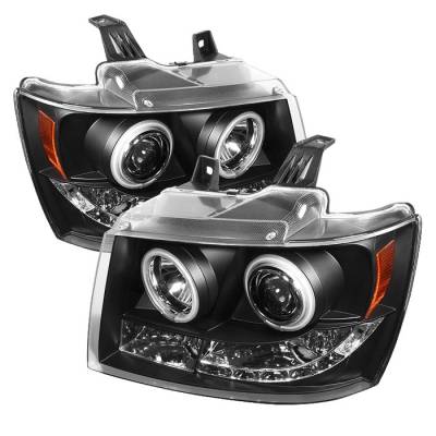 Chevrolet Suburban Spyder Projector Headlights - CCFL Halo - LED - Black - 444-CSUB07-CCFL-BK